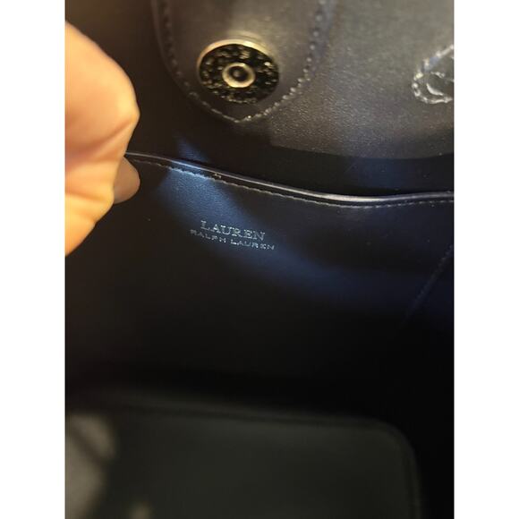 Lauren Ralph Lauren Dryden Debby Leather Drawstring Bag Ivory/ Black MSRP $398 - Picture 5 of 6